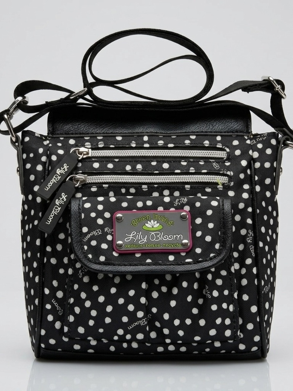 Lily Bloom Crossbody Bag Polka Dot Green Living Recycled Shoulder Purse Black